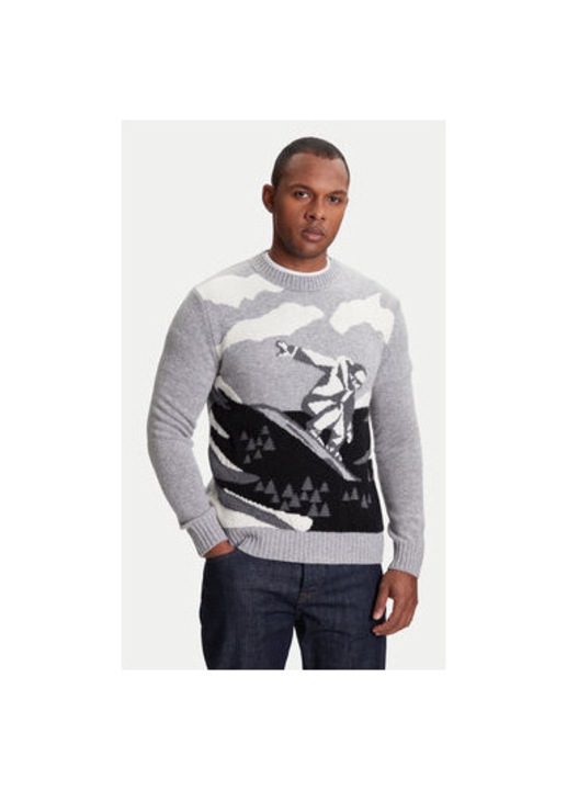 United Colors Of Benetton ferfi pulover, 1244K108R, gyapju/nejlon, szurke, Szürke