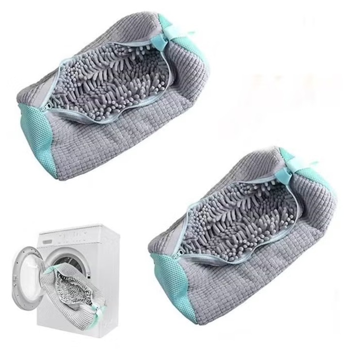 Set 2 Pungi de Spalare pentru Incaltaminte, TodyJeyHo, Gri, 15.3"x7.4"