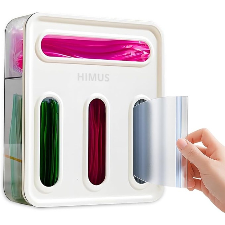 TodyJeyHo élelmiszerzacskó adagoló, 4 rekeszes, műanyag, családi, átlátszó