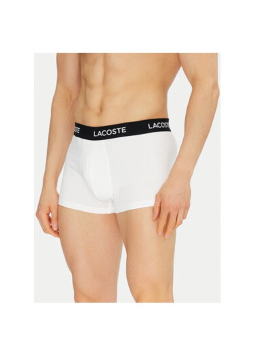 Set 7 boxeri barbati Lacoste, 5H2385, Bumbac/Elastan, Alb/Negru/Gri, Alb/Negru/Gri