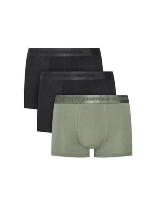 Set 3 boxeri barbati United Colors Of Benetton, 3OP82X01E, Bumbac/Elastan, Negru, Negru, S