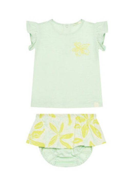 Комплект тениска и шорти за момичета United Colors Of Benetton, 3O7SAK015, Памук, Бежов