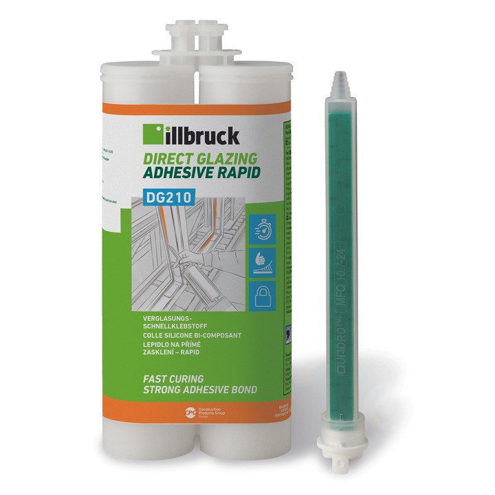 Adeziv siliconic pentru lipire sticla, Illbruck DG210, 400 ml, bicomponent, intarire rapida, pentru geamuri termoizolante, cartus dual 2K