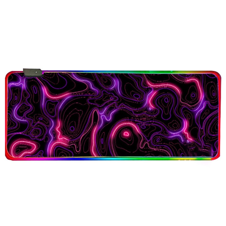 Mouse pad RGB, LED, model de linii, baza din cauciuc antiderapanta, potrivit pentru jucatori de sex masculin si feminin, 80×30×0.3cm, colorat