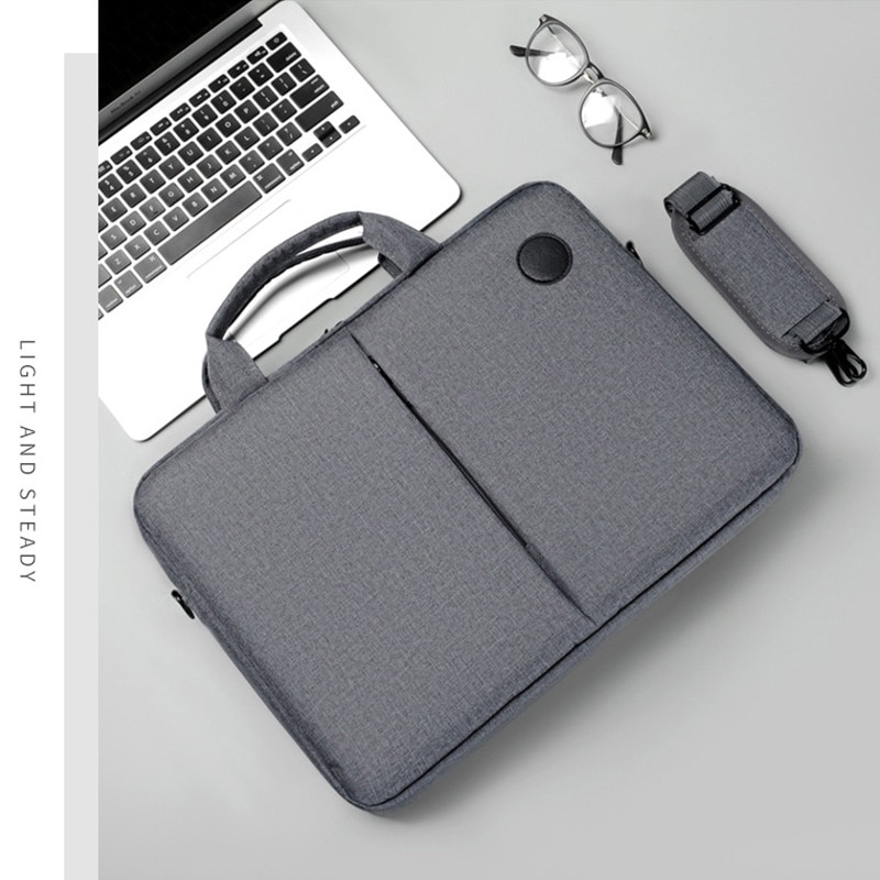 Geanta laptop, 41x30x6cm, pentru laptop 15.6 inch, impermeabil, rezistent la socuri, poliester, gri