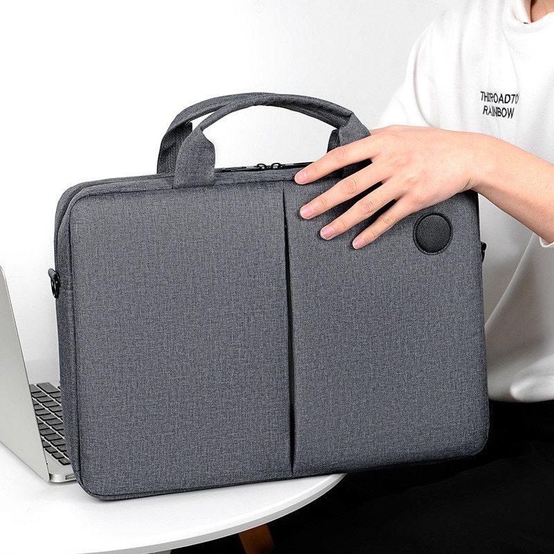 Geanta laptop, 41x30x6cm, pentru laptop 15.6 inch, impermeabil, rezistent la socuri, poliester, gri