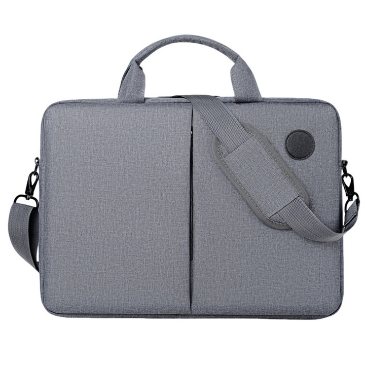 Geanta laptop, 41x30x6cm, pentru laptop 15.6 inch, impermeabil, rezistent la socuri, poliester, gri