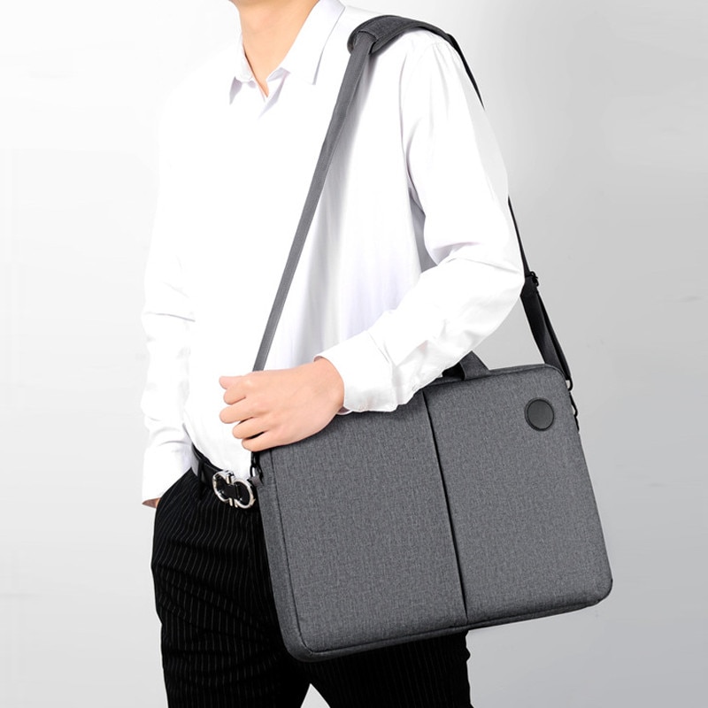 Geanta laptop, 41x30x6cm, pentru laptop 15.6 inch, impermeabil, rezistent la socuri, poliester, gri