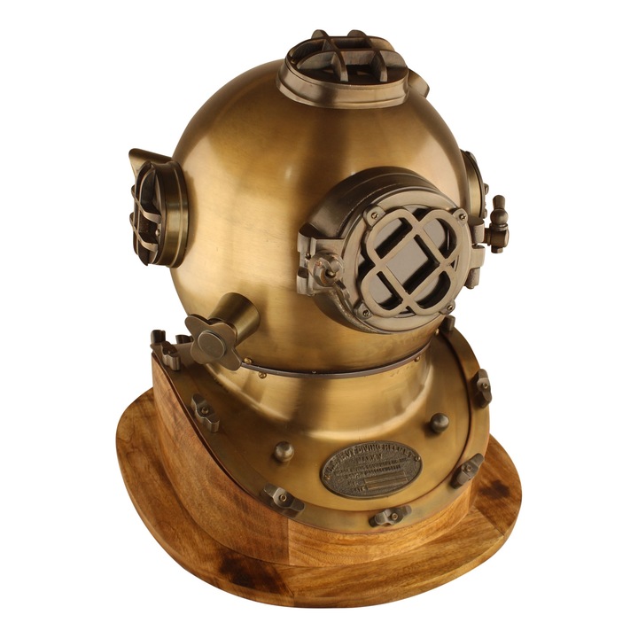 Casca scafandru decorativa Sea club, alama antichizata, 37x41x41cm