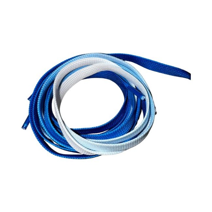 Lapos, színátmenetes fűzők, 8 mm széles, színes minta, kék