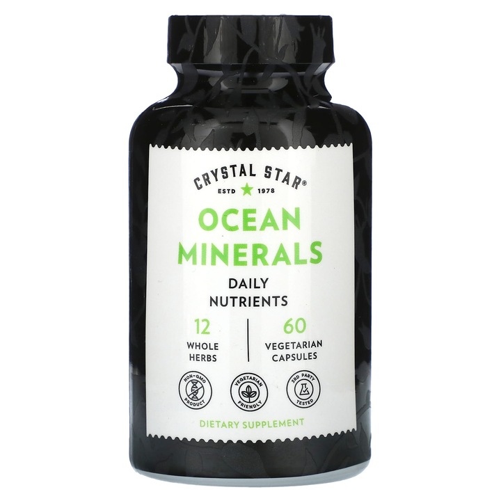 Supliment alimentar, Crystal Star, Ocean Minerals, 60 capsule vegetale, mix de alge, sprijina oasele si metabolismul