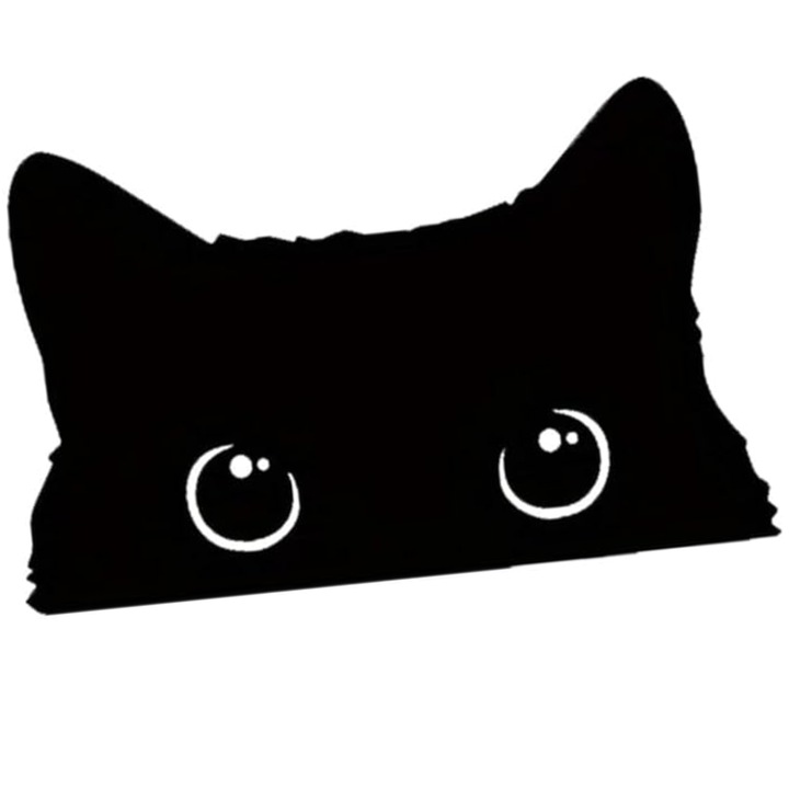 Autó ablakmatrica, fekete macska, fekete, 15x9.7cm, matt textúra, szuper tapadás