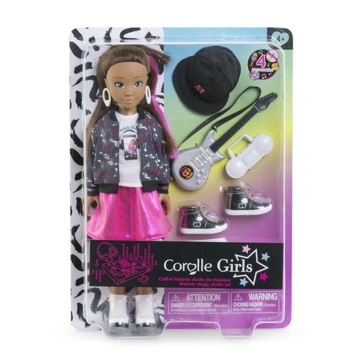 Комплект кукла Музикално студио Мелъди 28см, 4 аксесоара, розов цвят