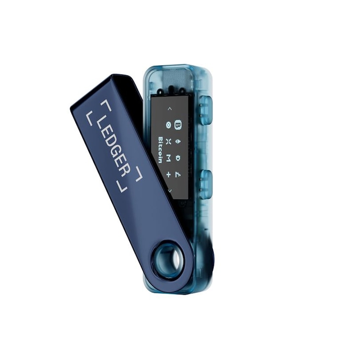 Ledger Nano S Plus Crypto elektronikus pénztárca, Bitcoin, Ethereum, NFT és más virtuális valuták számára, Neptune Blue