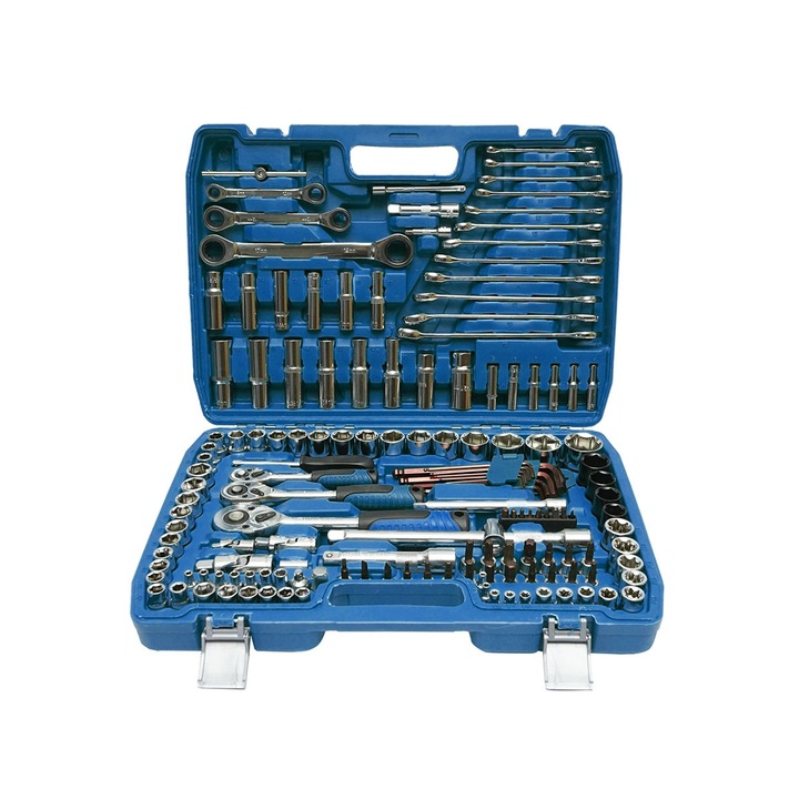 Trusa Scule Profesionala 151 Piese, Chei Clichet, Tubulare, Fixe, Torx, Imbus, Crom Vanadiu