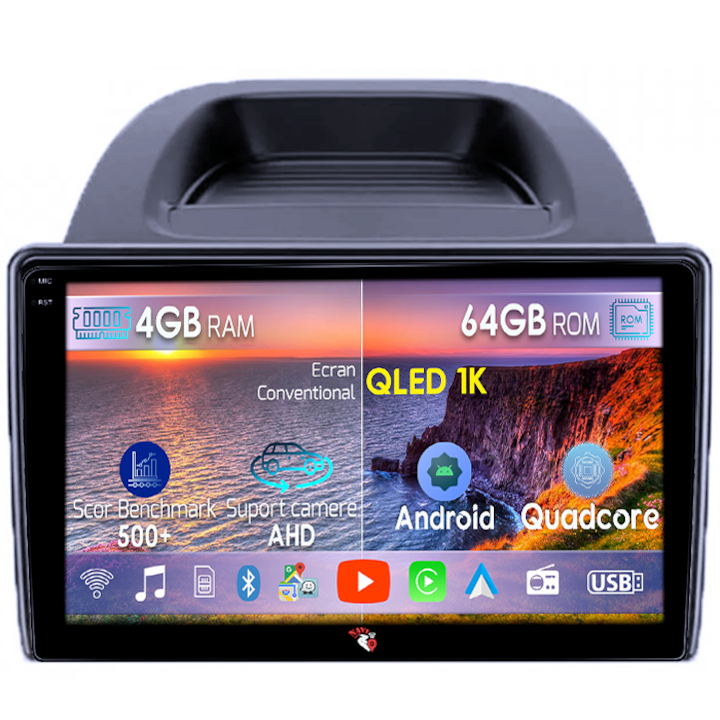 Navigáció Ford Ecosport 2018-2023, 4GB RAM 64GB ROM, Octacore, Android 14, QLED 1K 9" kijelző, Carplay&Android Auto, 4G SIM, Aktív ventilátor