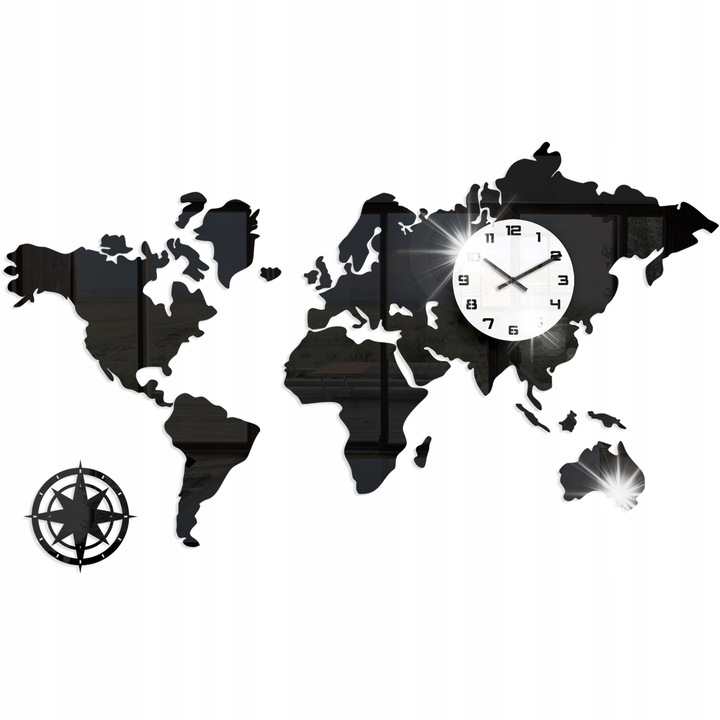 ModernClock falióra, világtérkép, akril, 120x70cm, ultrahangos kvarc szerkezet