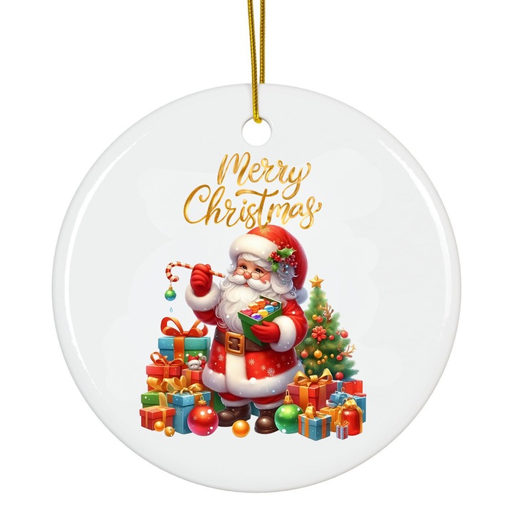 Karácsonyi akril dísz, 8 cm, vintage Mikulás dekoráció