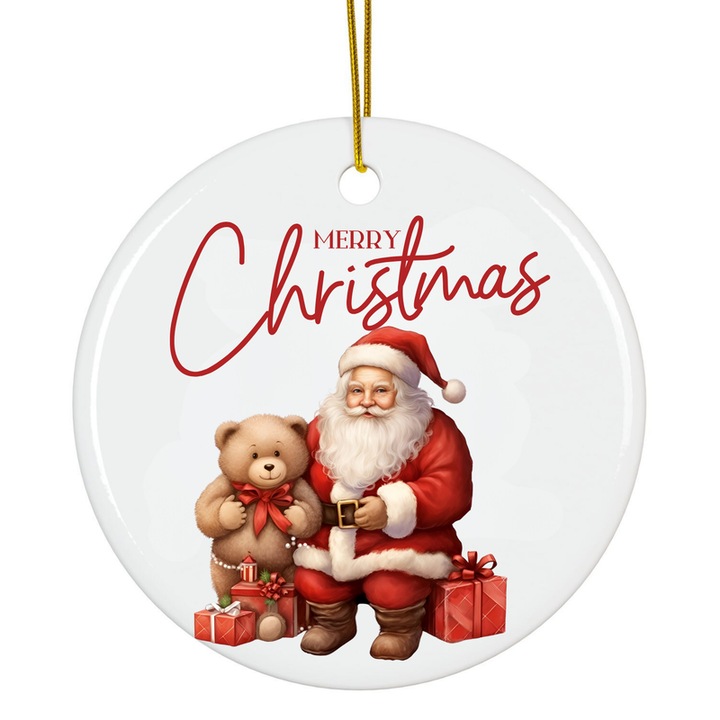 Karácsonyi akril dísz, 8 cm, Mikulás fenyőfa dísz