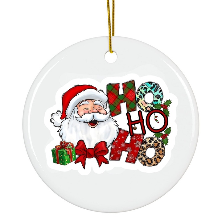 Karácsonyi akril dísz, 8 cm, vintage fenyőfadísz