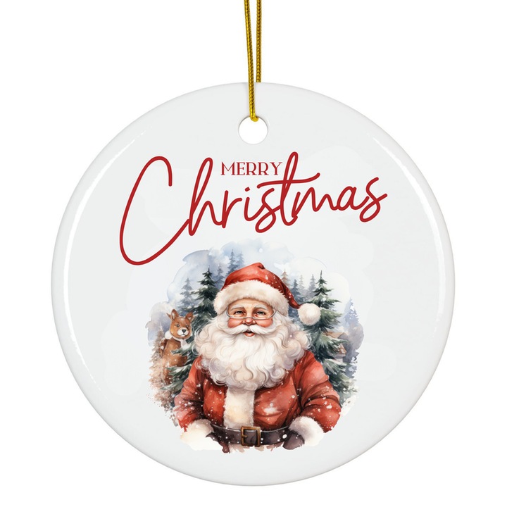 Karácsonyi akril dísz, 8 cm, karácsonyfa Mikulás