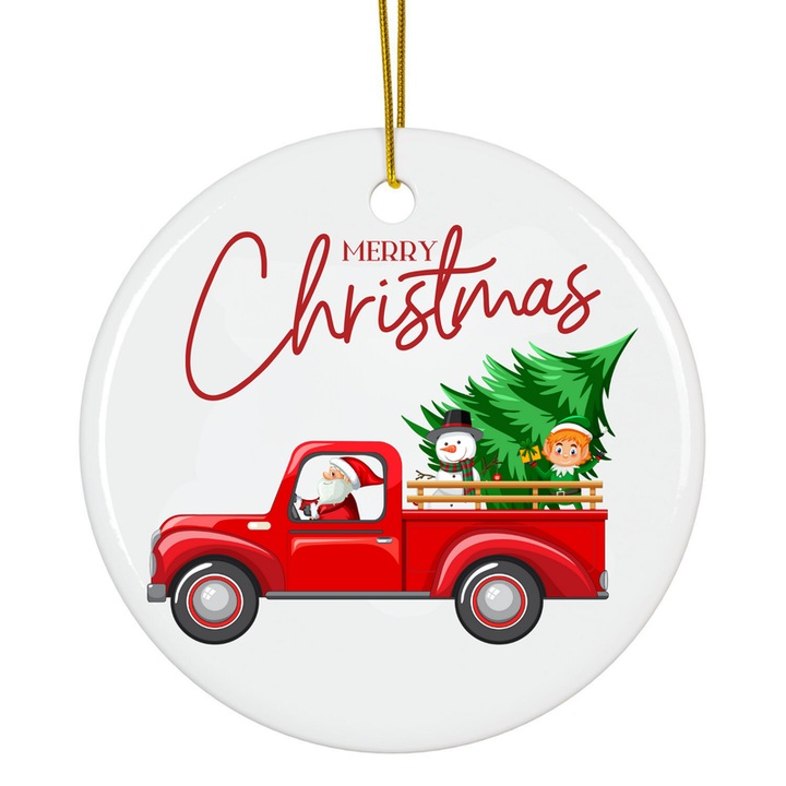 Karácsonyi akril dísz, 8 cm, Mikulás dekoráció