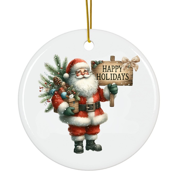 Karácsonyi akril dísz, 8 cm, vintage fenyőfa dekoráció