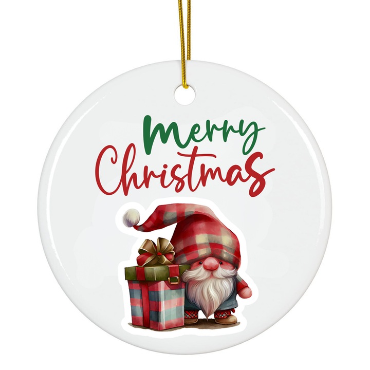 Karácsonyi akril dísz, 8 cm, Mikulás karácsonyfa