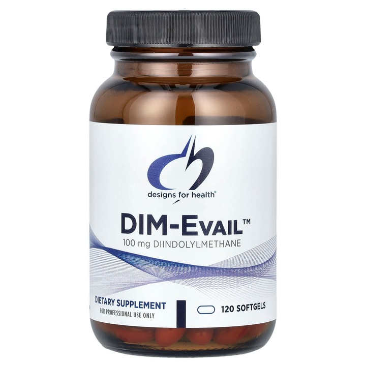 Supliment alimentar Designs For Health, DIM-Evail, 100 mg, 120 capsule moi, pentru sanatatea femeii