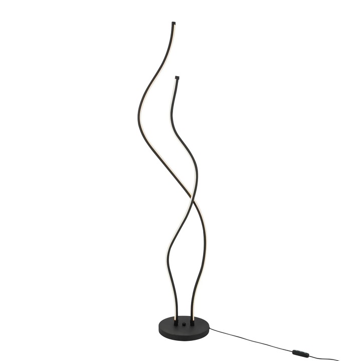 Lampa de podea LED, design spiralat, reglabil intensitate 22W, lumina calda, neagra