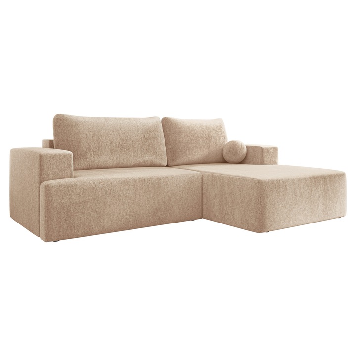 Coltar cu functie de dormit Dmiore dreapta, MIRJAN 24, bej deschis, 163x266x93 cm