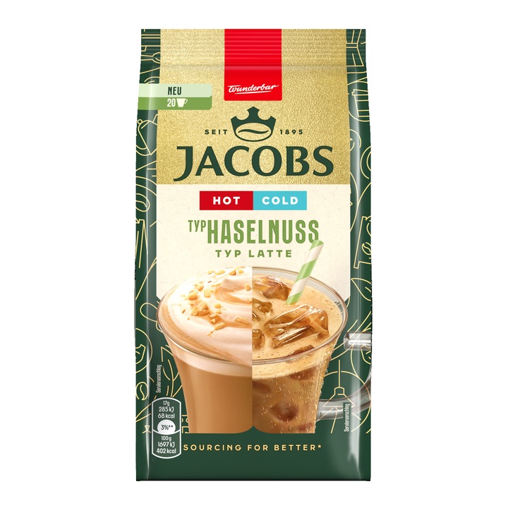Cafea instant Jacobs Hot&Cold Latte cu alune, 340 g