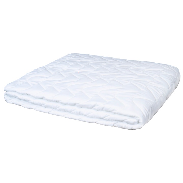 Cuvertura Subtire, Textom, Pentru Tot Anul, 160x200 Cm, Antialergica, Matlasata In Valuri, Fata Din Microfibra Moale, Umplutura Din Material Netesut Termofixat, Lavabila, Alb