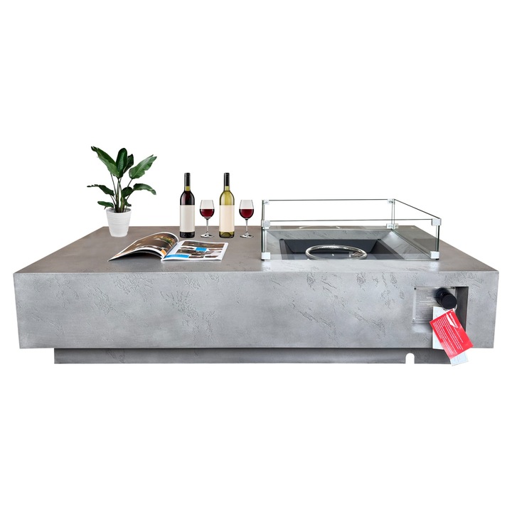 Градинска маса, текстуриран метален материал, матово черен цвят, размери 169см, 95см, 44см