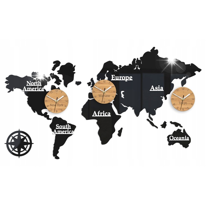 Falióra szett, ModernClock, 3 zónás, akril/bambusz