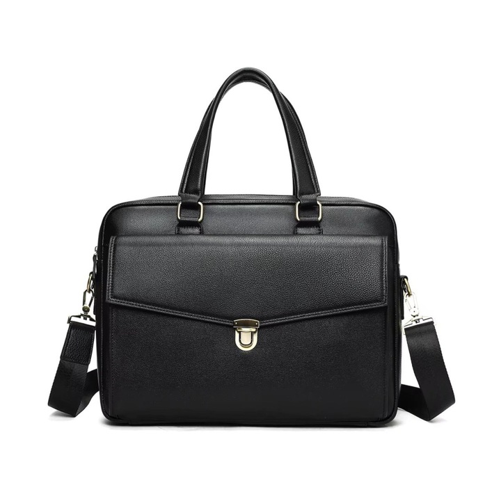 Férfi aktatáska, Dael GT3283, valódi bőr, fekete