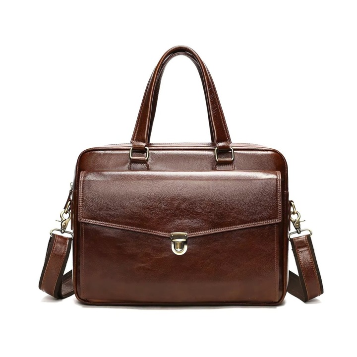 Férfi aktatáska, Dael GT3284, valódi bőr, barna