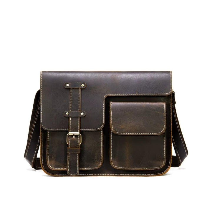 Férfi aktatáska, Dastan GT3270, valódi bőr, barna