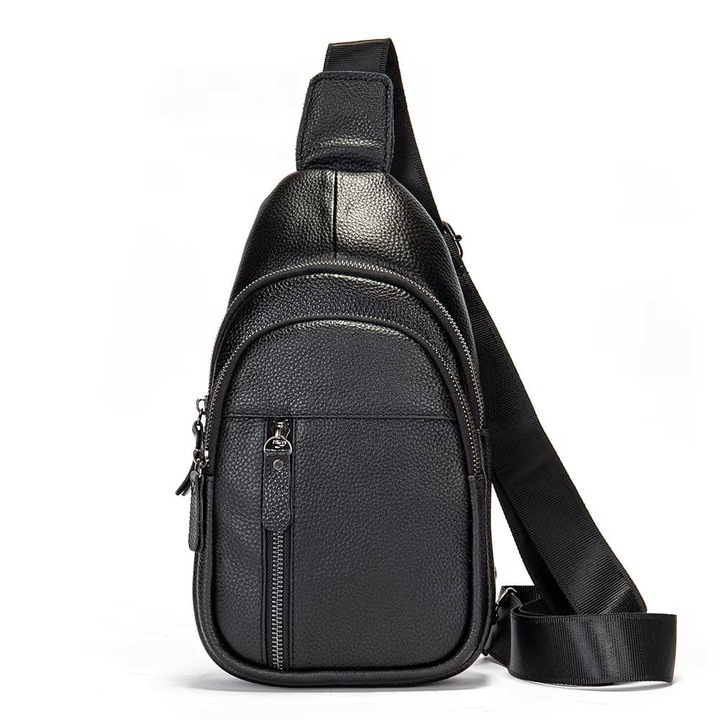 Férfi válltáska, Erdal GT3079, valódi bőr, fekete