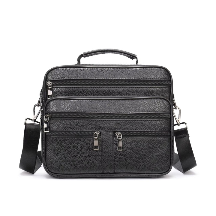 Férfi táska, Soren GT3260, természetes bőr, fekete