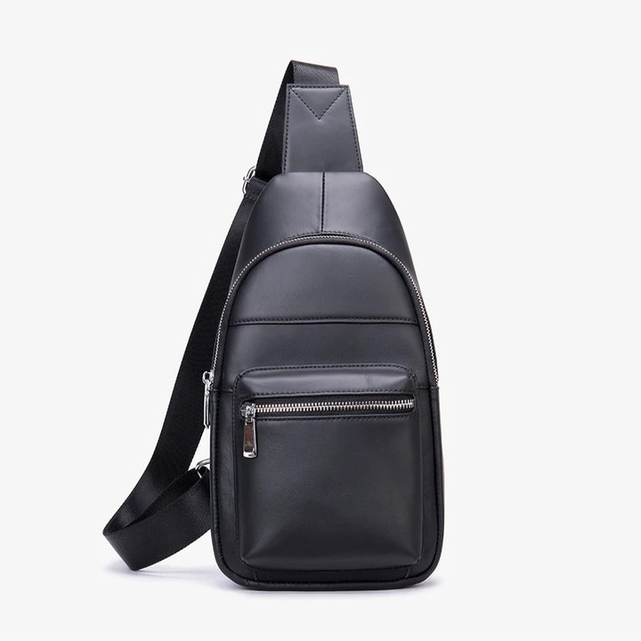 Férfi válltáska, Baldovin GT3075, valódi bőr, fekete