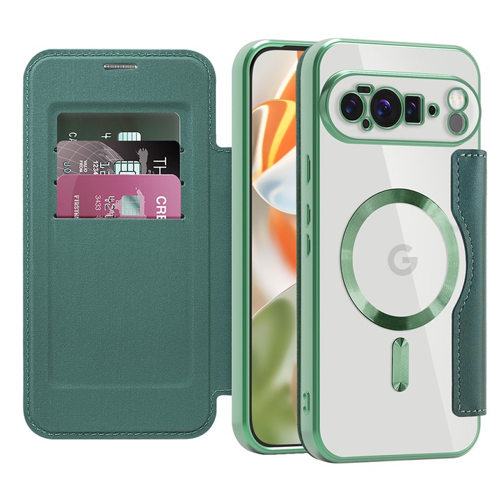 Калъф за Google Pixel 10 Pro XL, SmartMag Book Case, R50, Екологична кожа, Зелен