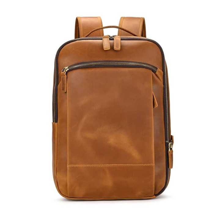 Rucsac pentru barbati, Orion GT3322, piele naturala, Cognac