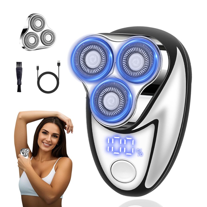 Mini aparat de ras electric, mini aparat de ras portabil, aparat de ras reincarcabil USB rezistent la apa (potrivit pentru biroul de calatorii), aparat de tuns electric pentru parul corporal pe corp, aparat de tuns rezistent la apa si umed