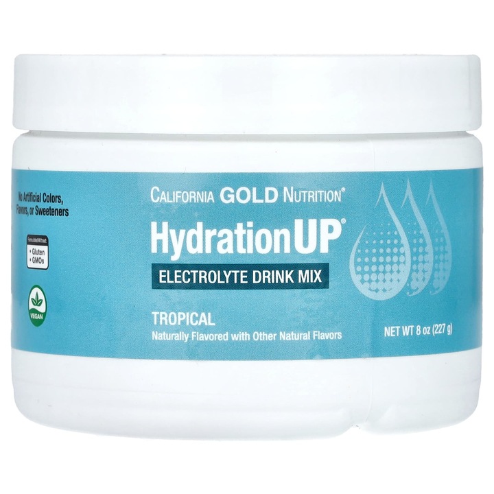 Electroliti HydrationUP, California Gold nutrition, Fructe tropicale, 227g