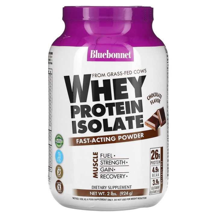 Izolat proteic din zer, BLUEBONNET NUTRITION, Ciocolata, 924g