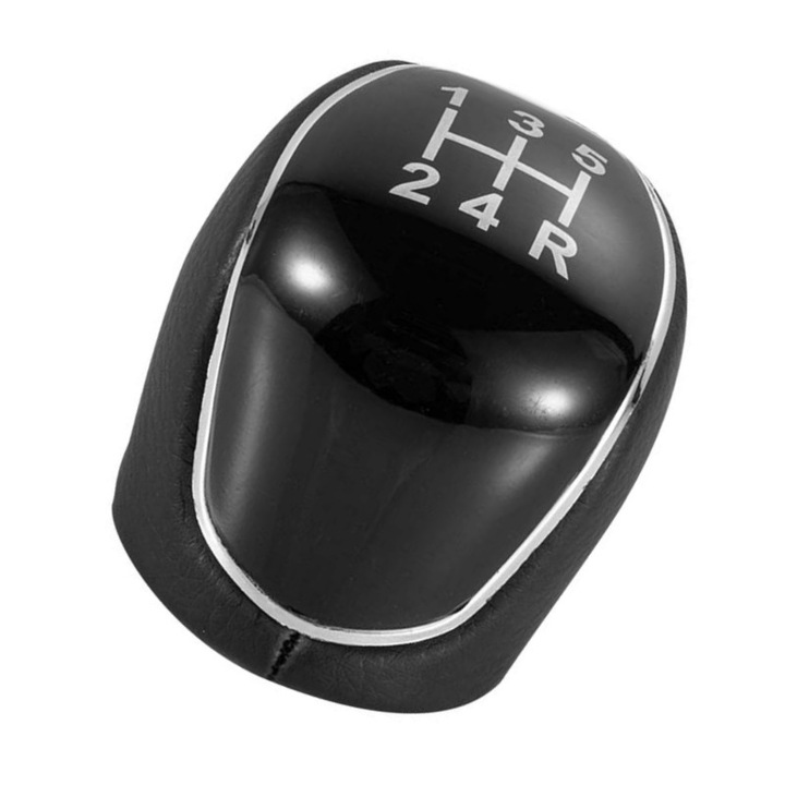 Ford sebességváltó gomb, 5 sebességes, bőr/ABS, fekete