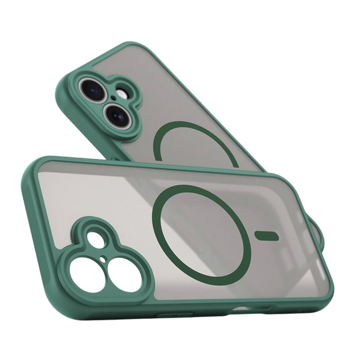 IcyAura védőtok Apple iPhone 17 készülékkel kompatibilis, ütésálló, ultra biztonságos kameravédelem, MagSafe funkció, zöld