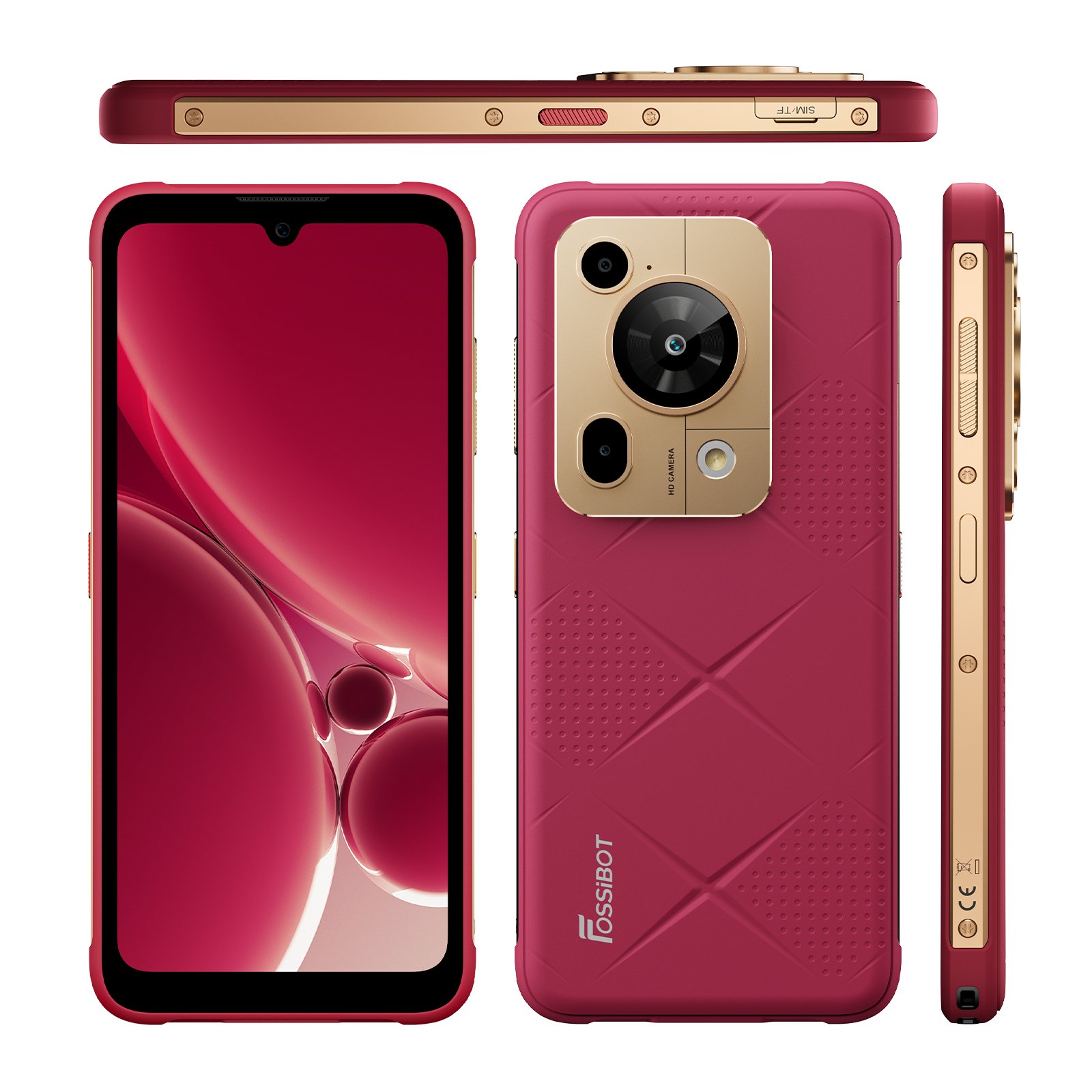Telefon mobil FOSSiBOT F112 Pro 5G, Rosu, 6.88” HD+ IPS, 24GB RAM(8GB+16GB extensibili), 256GB ROM, Android 14, Incarcare inversa, 50MP+16MP, 18W, Dual SIM Hybrid