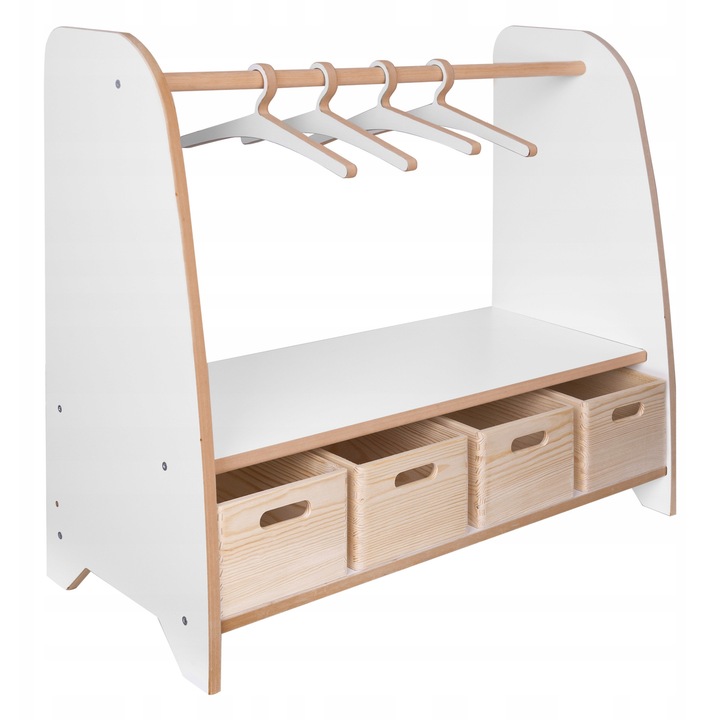 Dulap haine copii, Lemn, Deschis, Alb/Bej